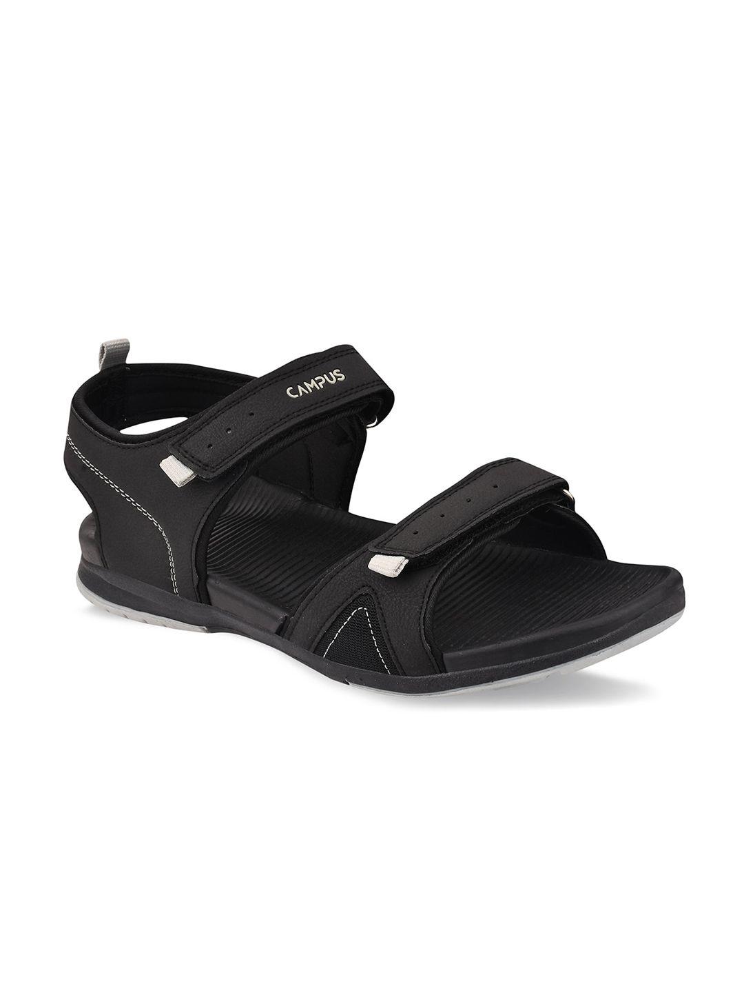 campus-men-black-&-light-grey-solid-sports-sandals