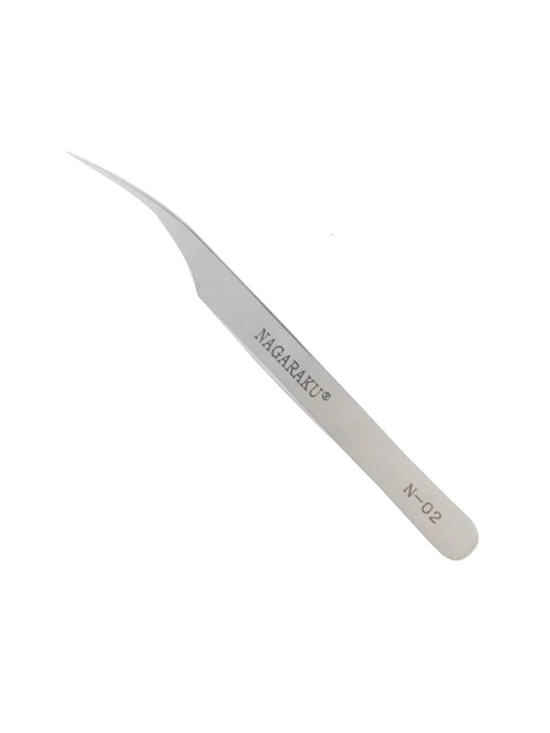 NAGARAKU False Eyelash N02 Stainless Steel Non-Magnetic Dolphin Shape Tweezers - Silver