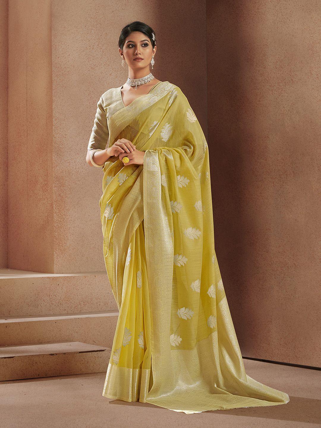 elora-yellow-&-silver-toned-woven-design-zari-silk-blend-banarasi-saree