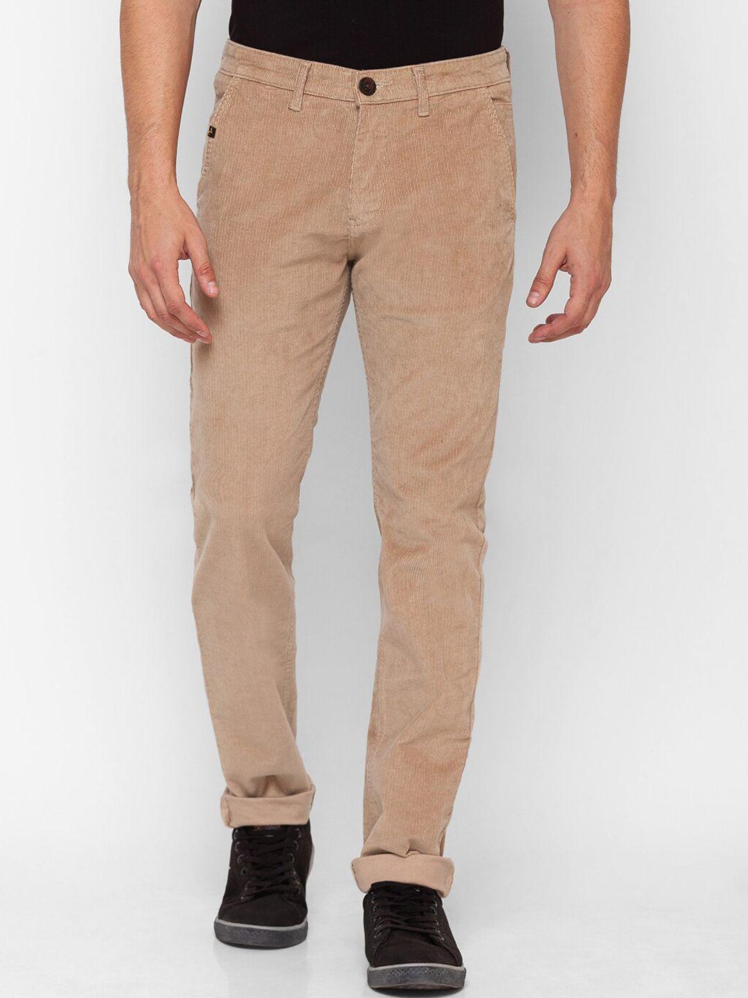 spykar-men-beige-straight-fit-trousers