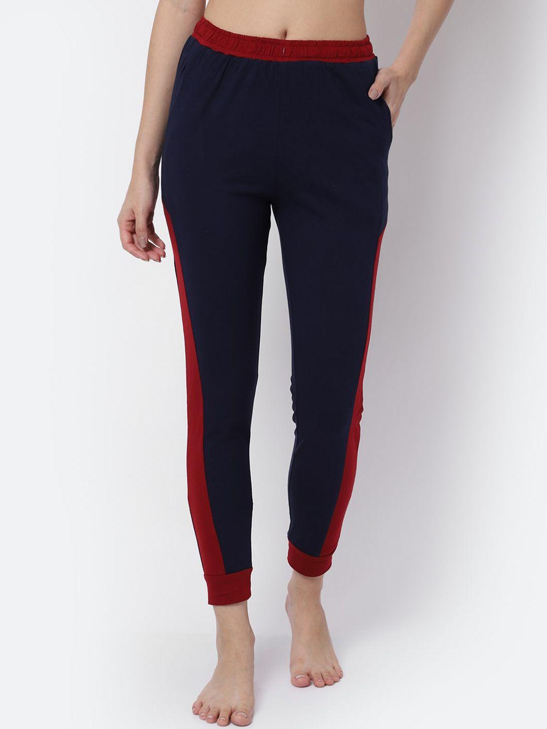 Claura Women Navy Blue Solid Hoseiry Cotton Ankle Length Lounge Pants