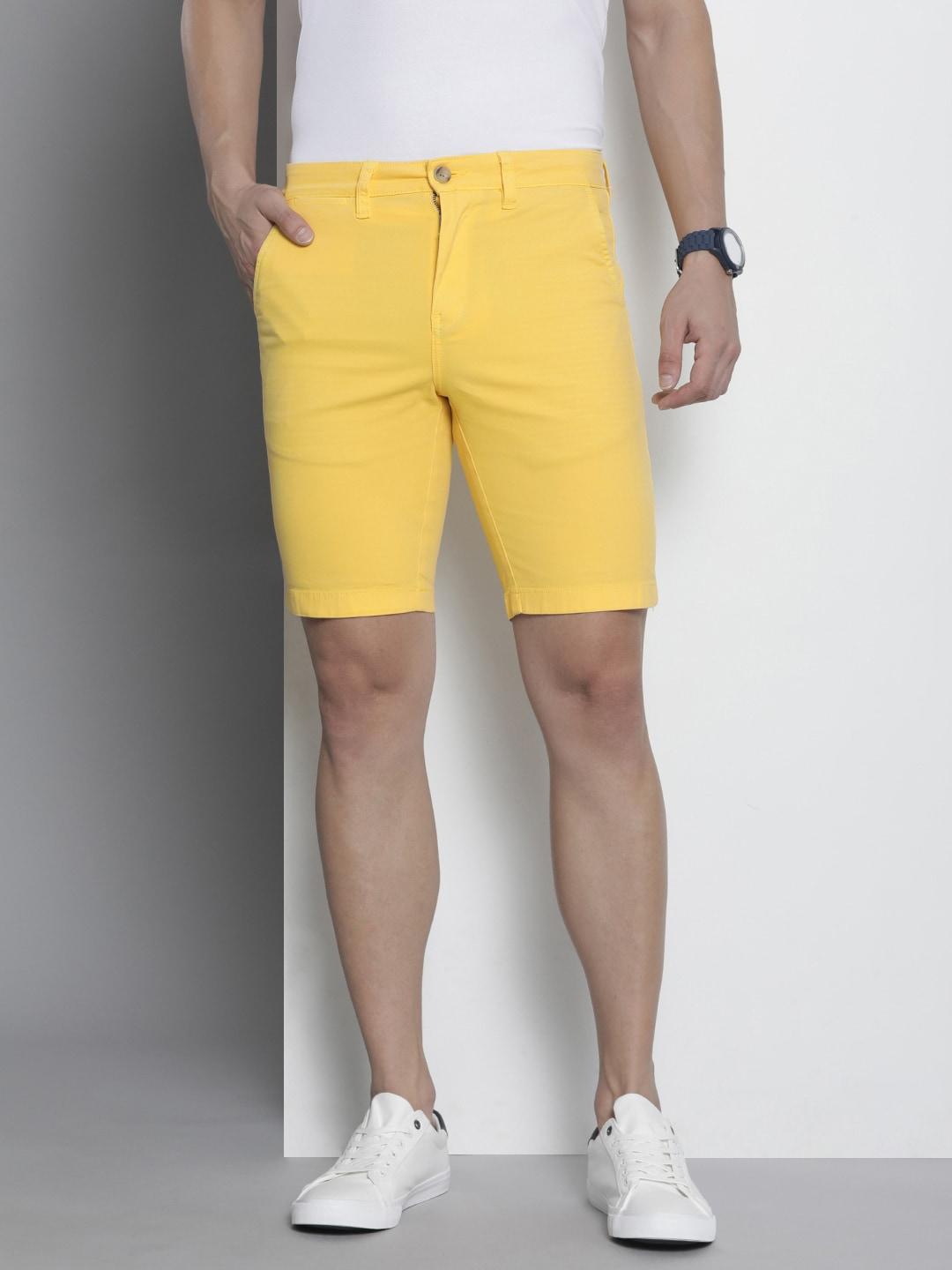 Nautica Men Yellow Solid Slim Fit Mid-Rise Regular Shorts