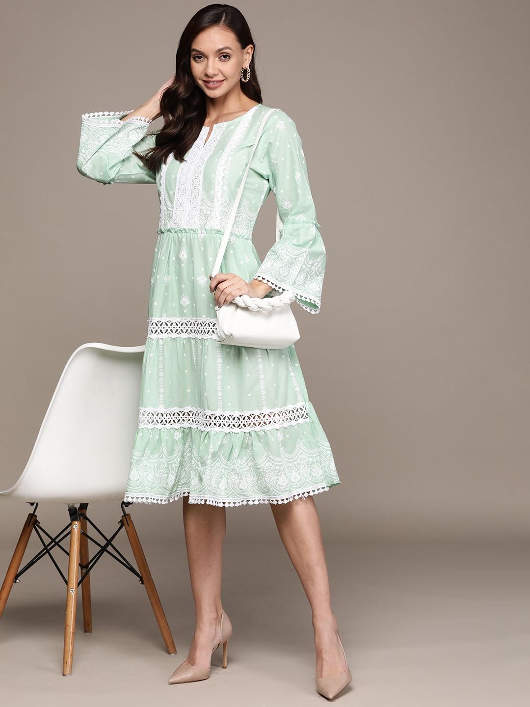 ishin-sea-green-&-white-floral-embroidered-a-line-dress