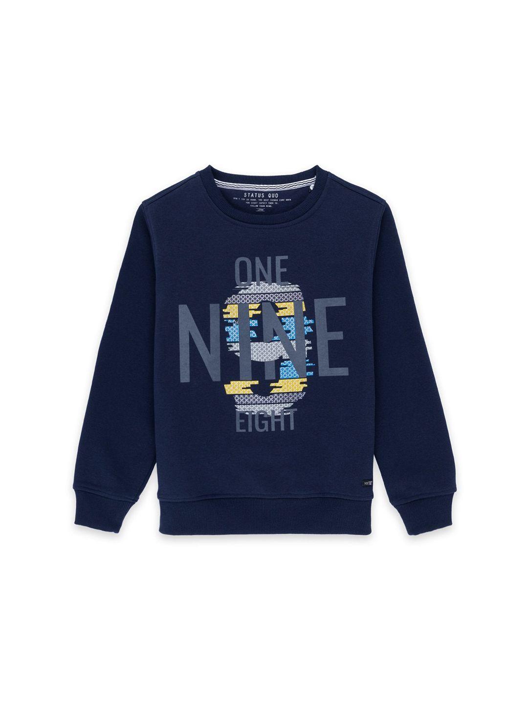 Status Quo Boys Navy Blue Printed Sweatshirt