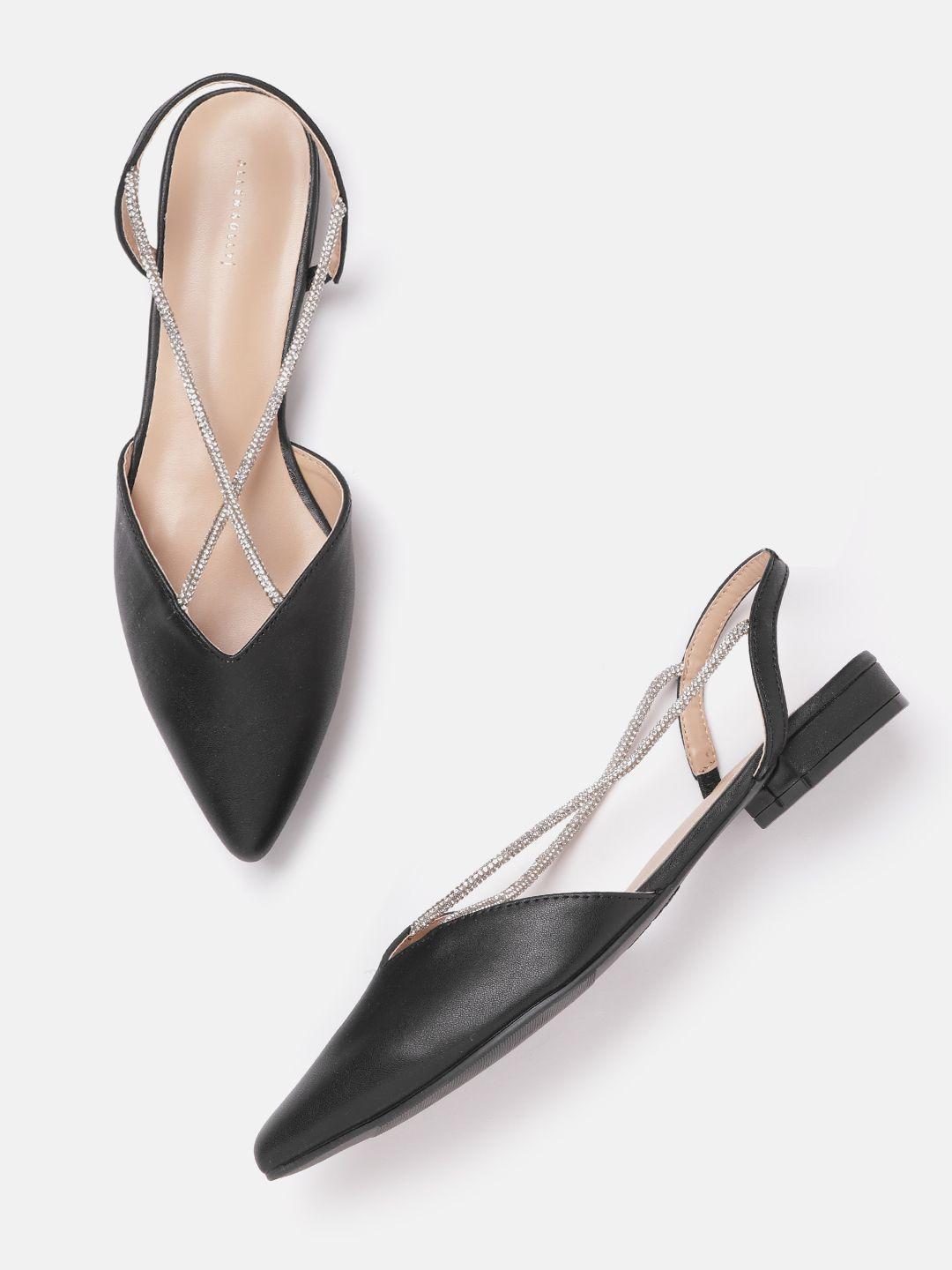 allen-solly-women-black-&-silver-toned-solid-pointed-toe-flats