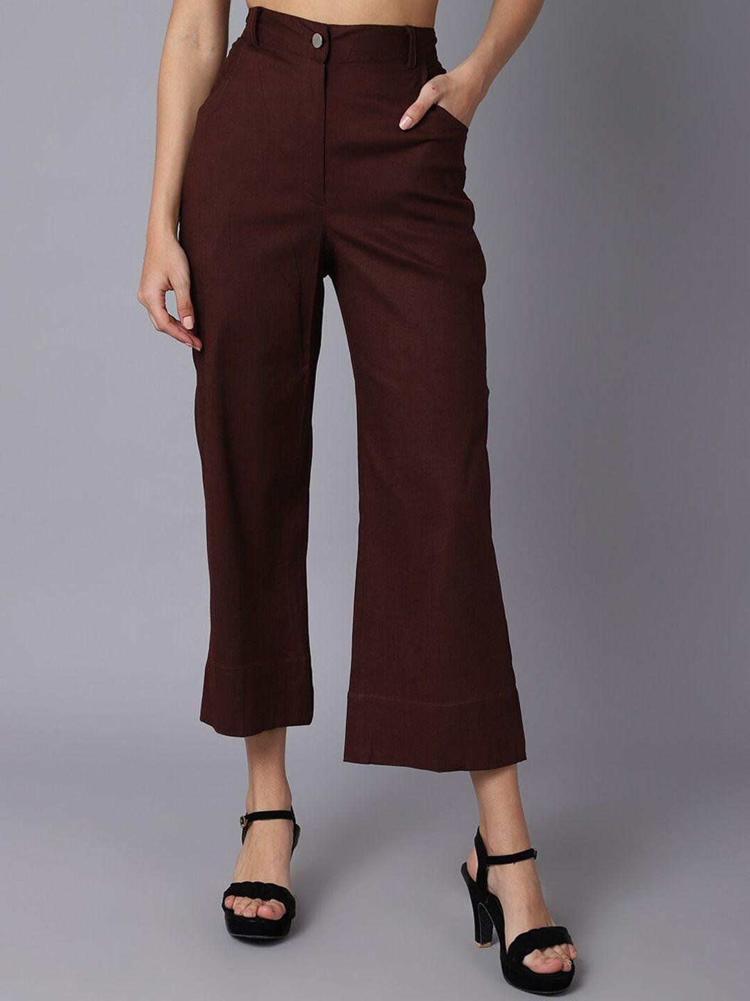 TAG 7 Women Brown Smart Flared Culottes Trousers