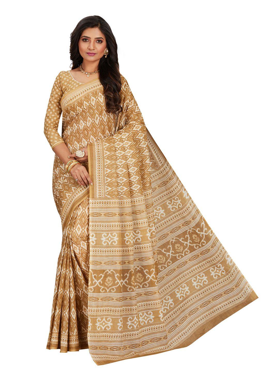 shanvika-beige-&-white-pure-cotton-block-print-saree