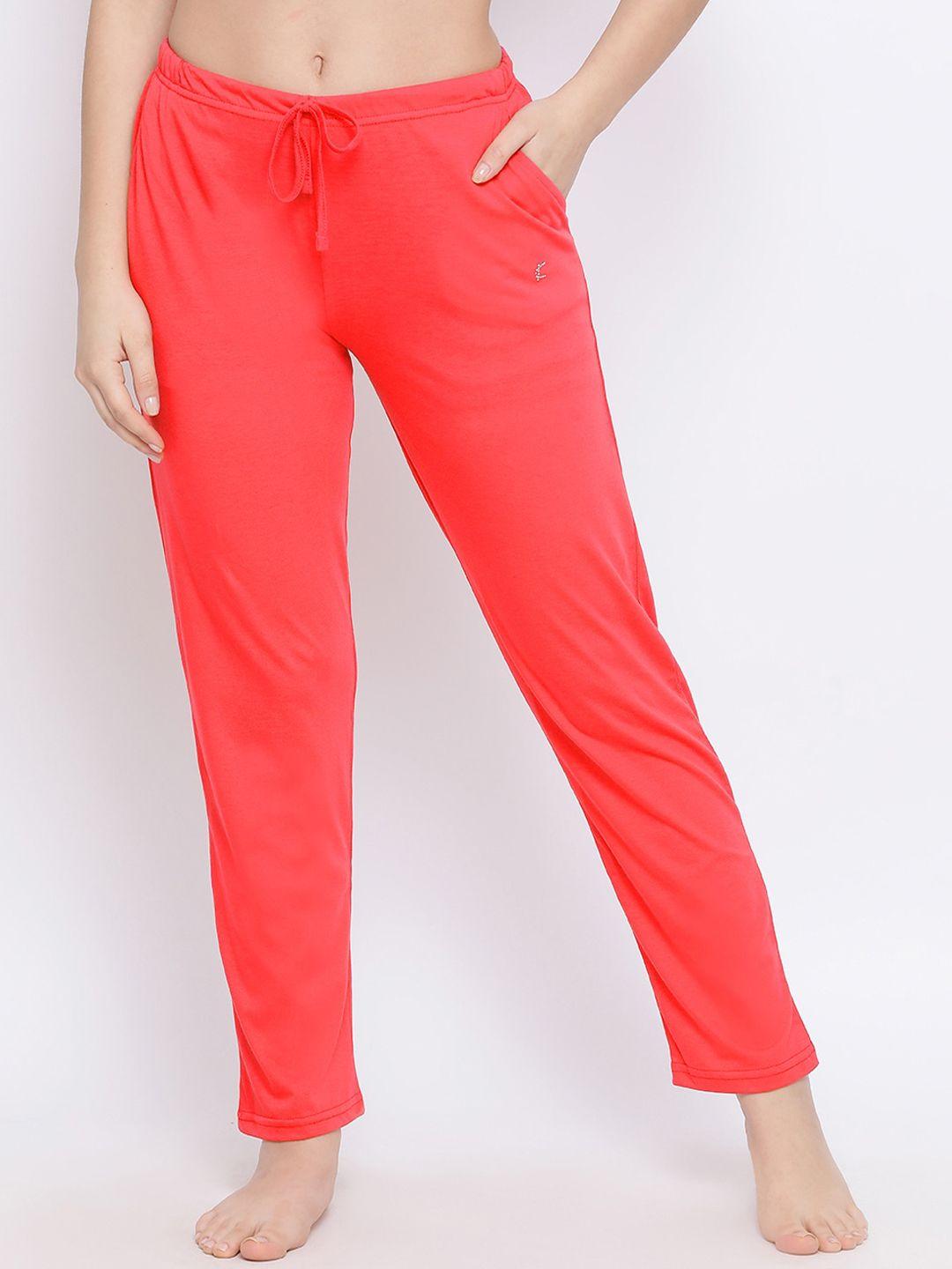Kanvin Women Orange Solid Cotton Lounge Pants