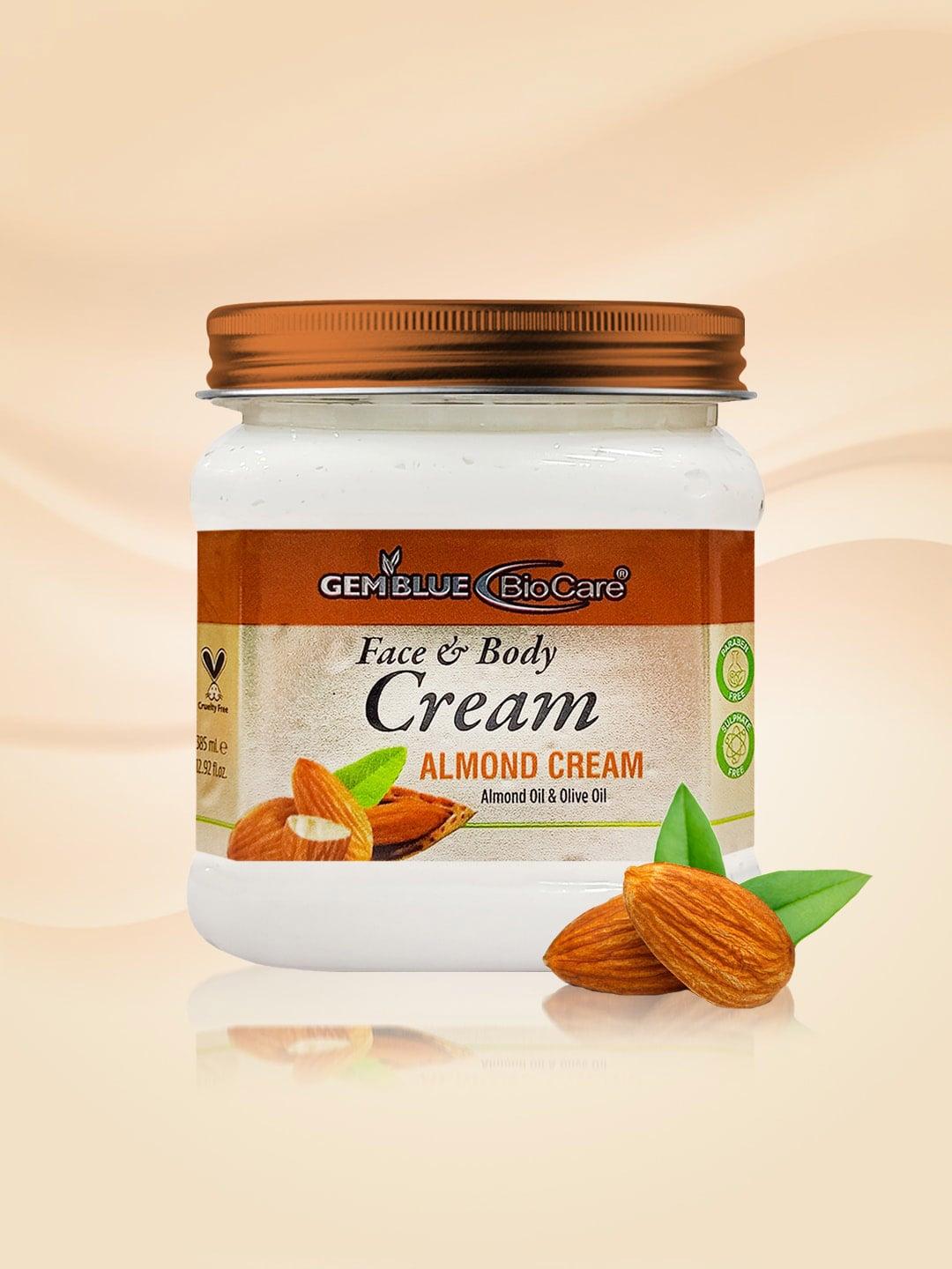 GEMBLUE BioCare Almond Face & Body Cream with Almond Oil & Olive Oil - 385 ml