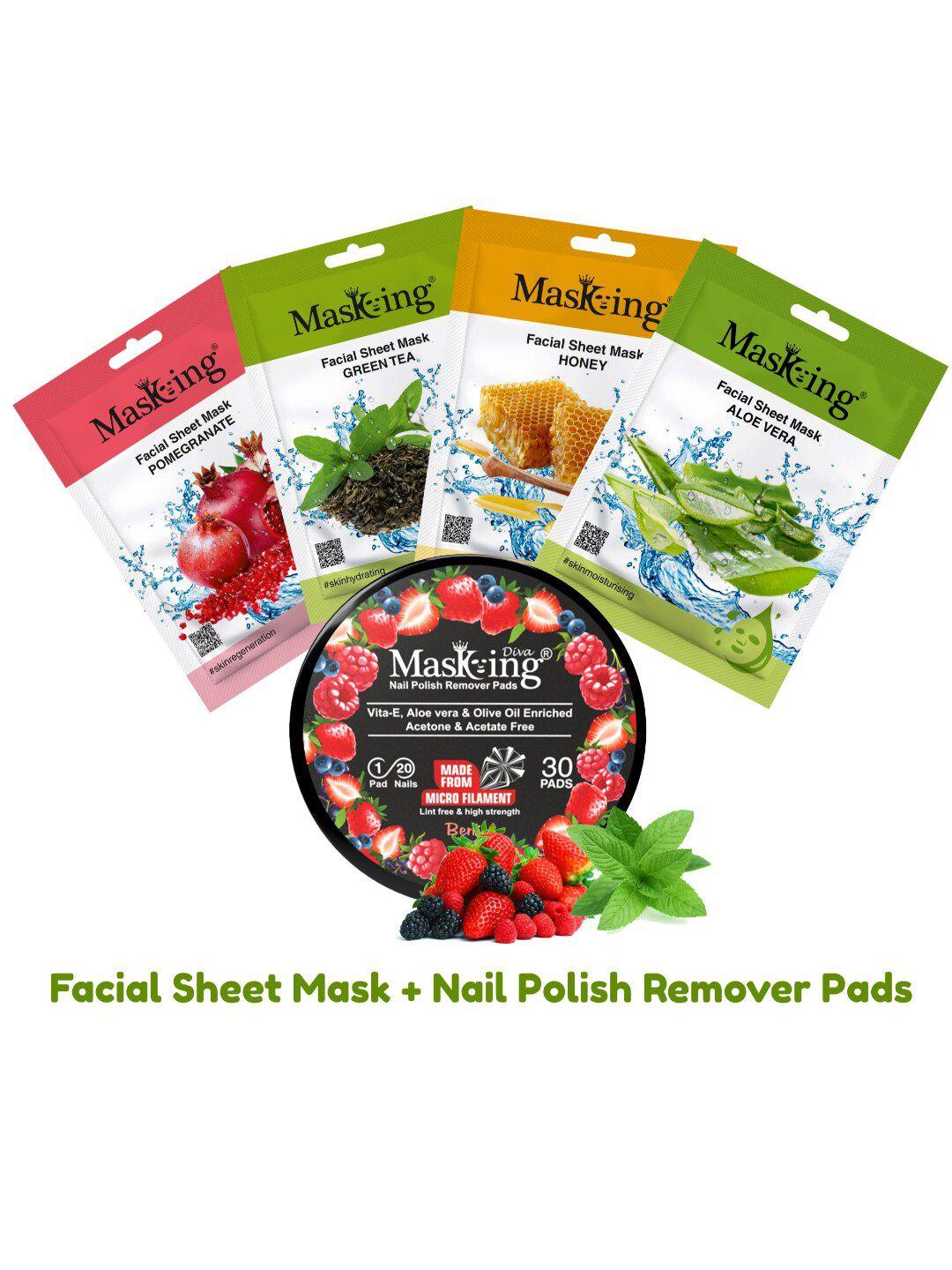 masking-pack-of-4-natural-glow-facial-mask-and-nail-polish-remover-combo