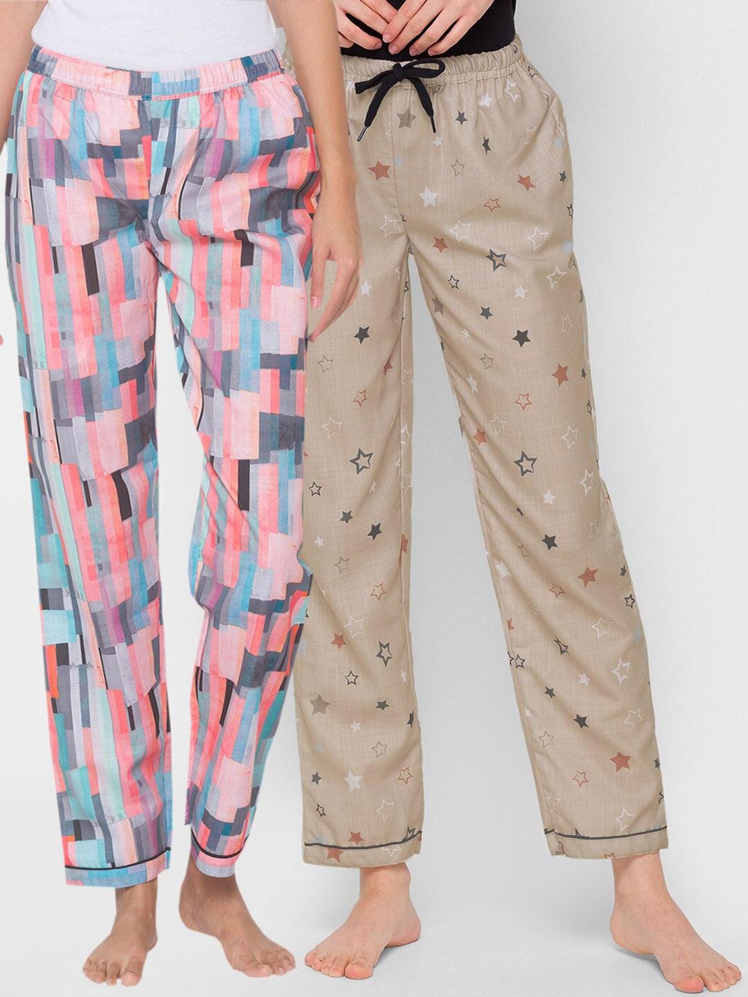 FashionRack Women Set of 2 Printed Cotton Lounge Pants