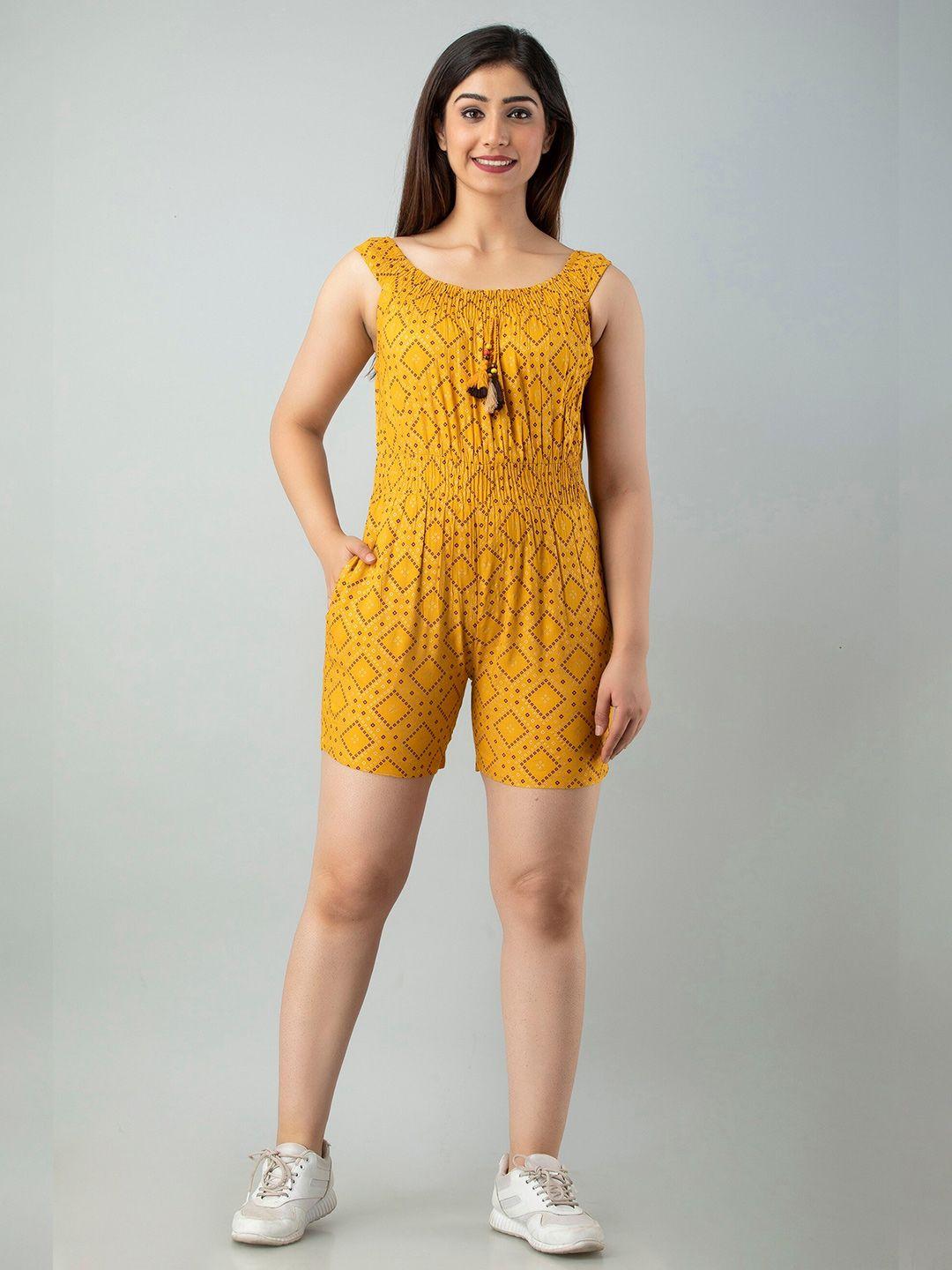 ckm-yellow-&-brown-printed-playsuit