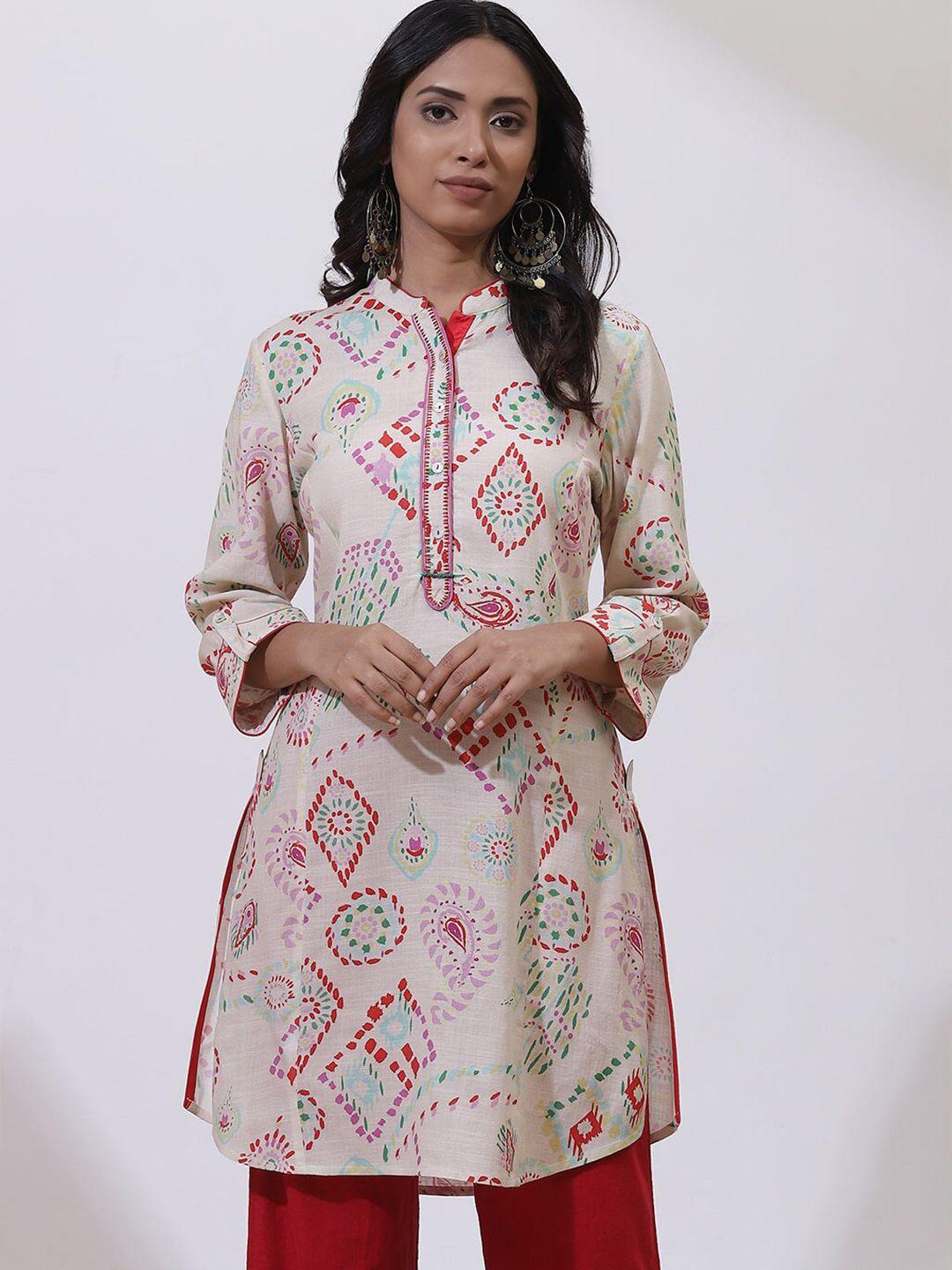 lakshita-women-off-white-&-red-geometric-printed-kurti
