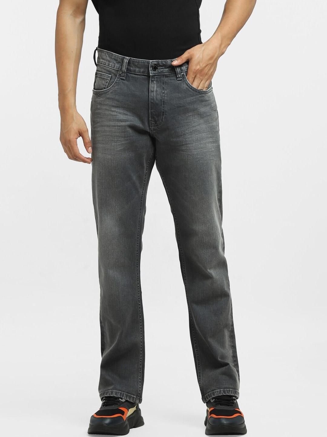 Jack & Jones Men Grey Regular Fit Low-Rise Heavy Fade Stretchable Jeans