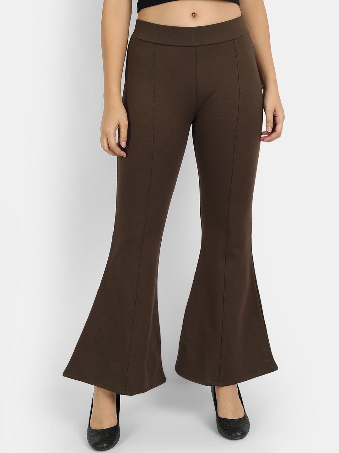 Next One Women Olive Green Flared High-Rise Trousers