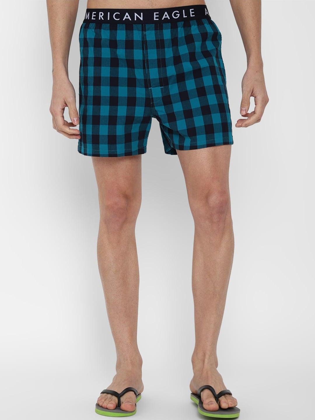 AMERICAN EAGLE OUTFITTERS Men Blue & Black Checked Boxers