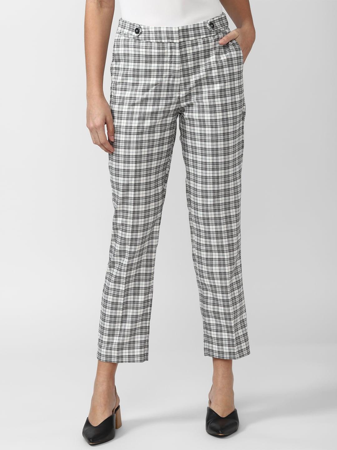 van-heusen-woman-women-grey-checked-trousers