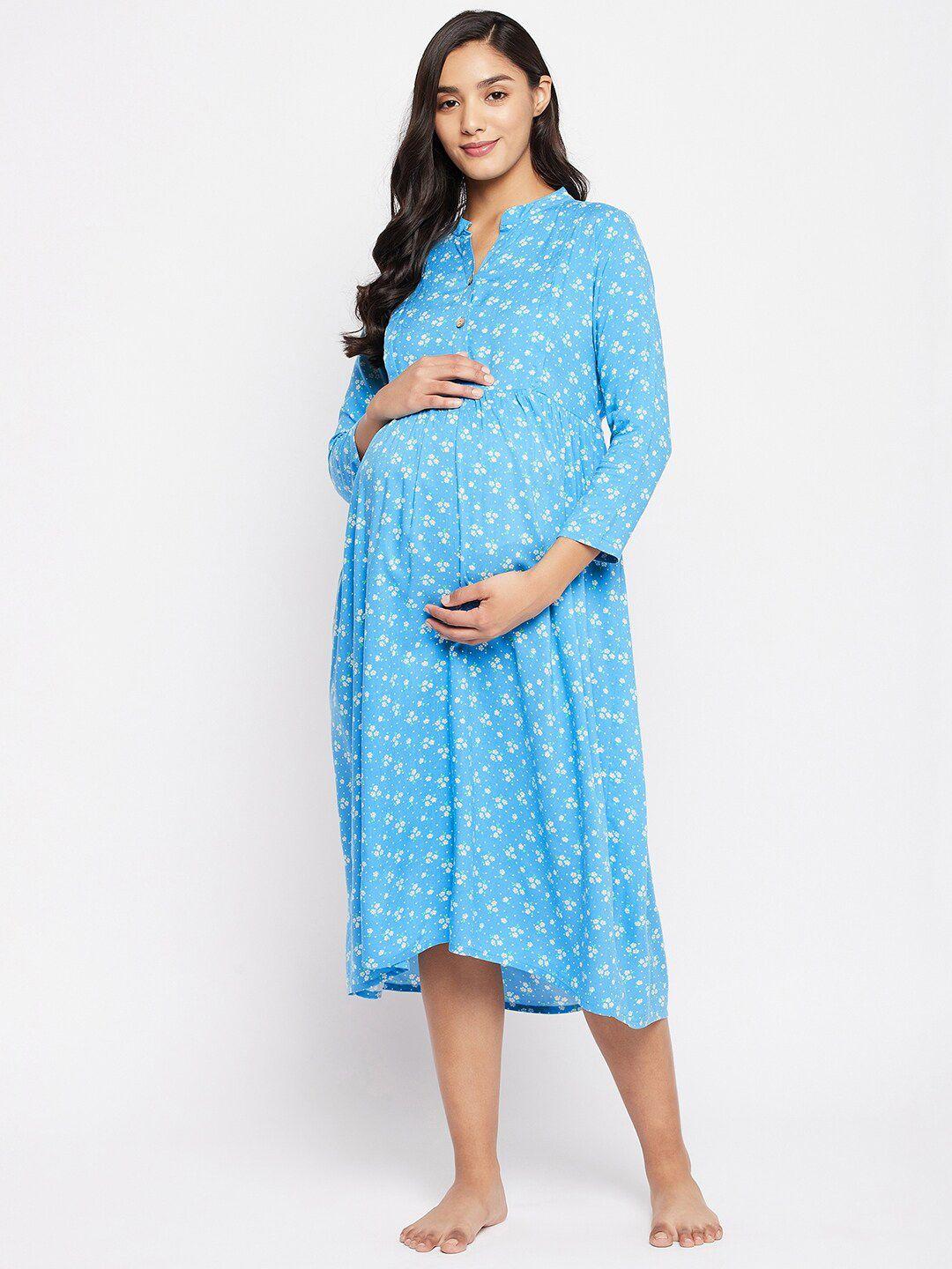 hypernation-blue-printed-maternity-nightdress