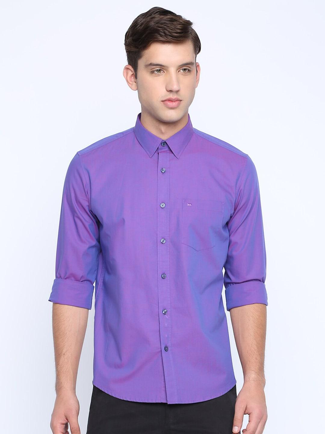 Basics Men Purple Slim Fit Casual Shirt