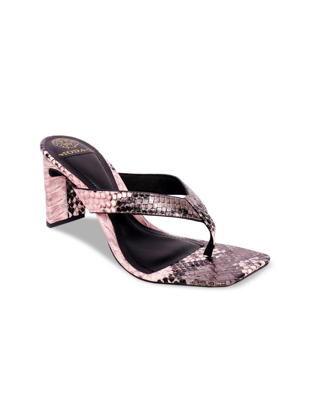 MODA-X Pink Printed Block Sandals