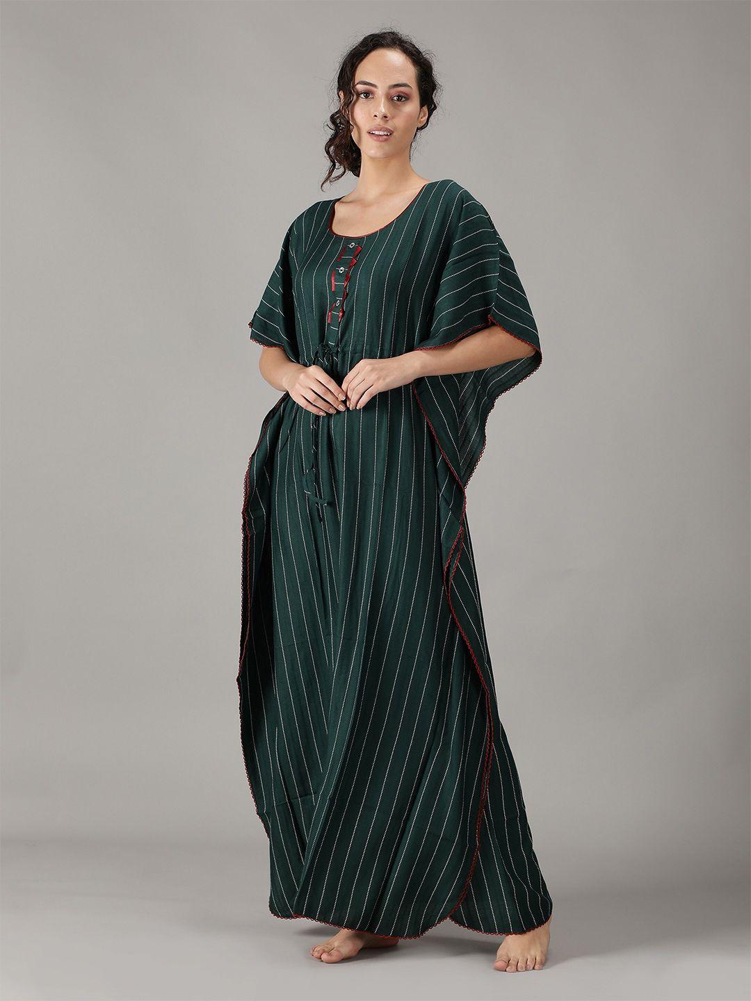 nightspree-women-green-striped-maxi-nightdress