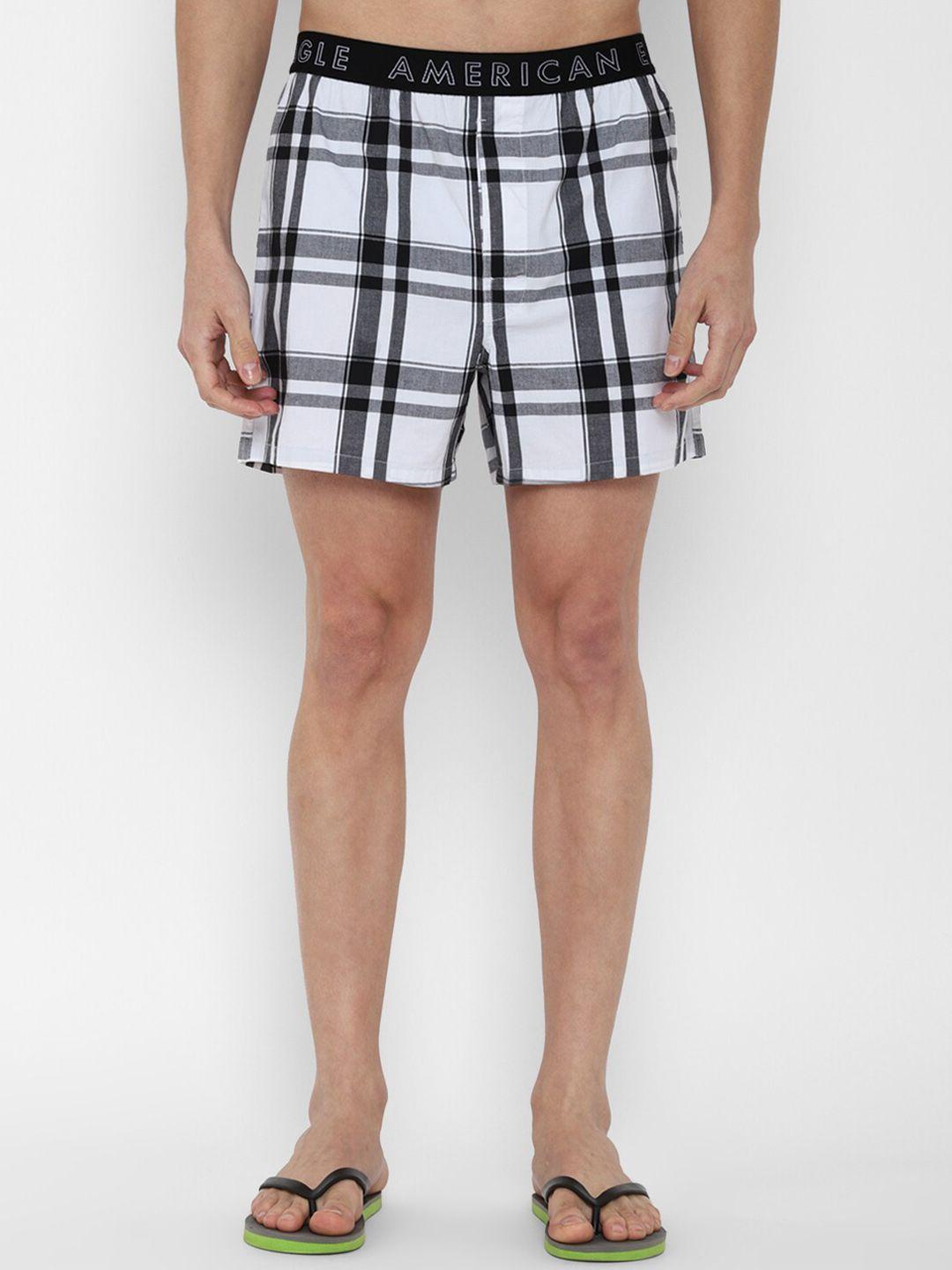 AMERICAN EAGLE OUTFITTERS Men White & Black Checked Boxers