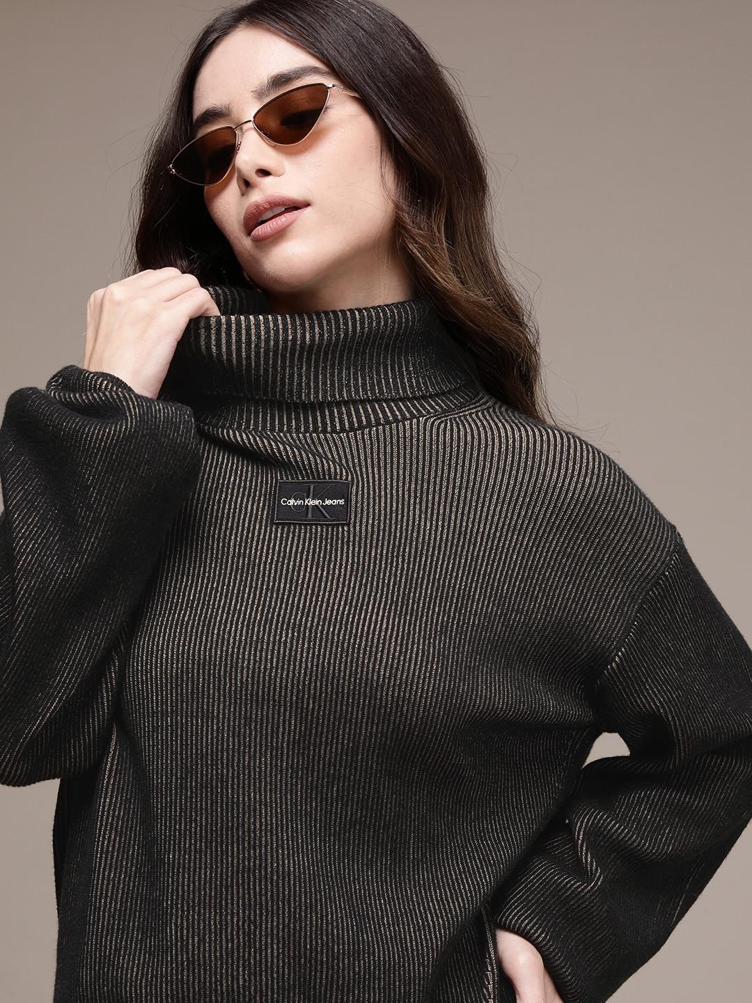 calvin-klein-jeans-women-grey-&-black-cable-knit-turtle-neck-sweater-vest