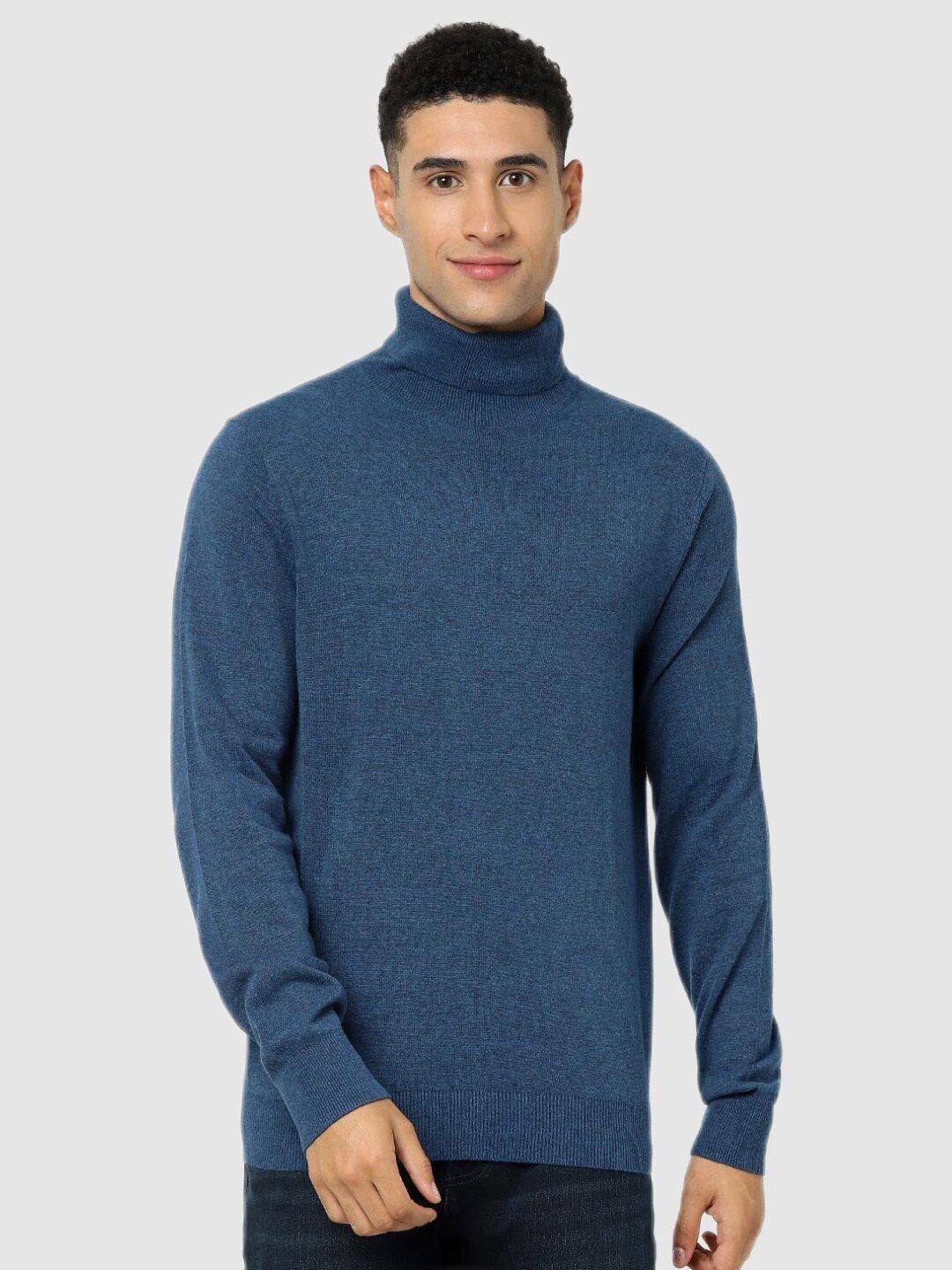 Celio Men Blue Turtle Neck Cotton Pullover