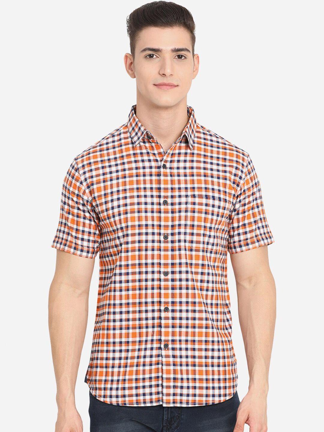 greenfibre-men-orange-custom-slim-fit-gingham-checks-checked-casual-shirt