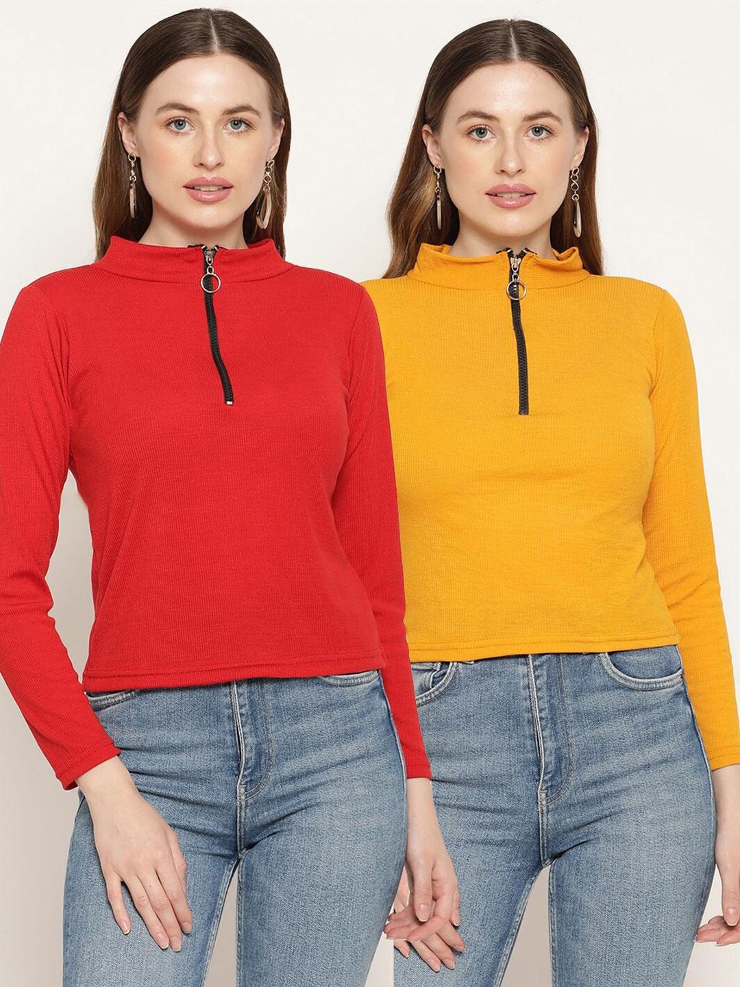 Miaz Lifestyle Red & Yellow Top