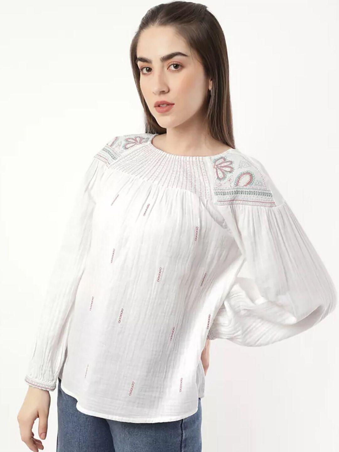 marks-&-spencer-women-soft-white-embroidered-top