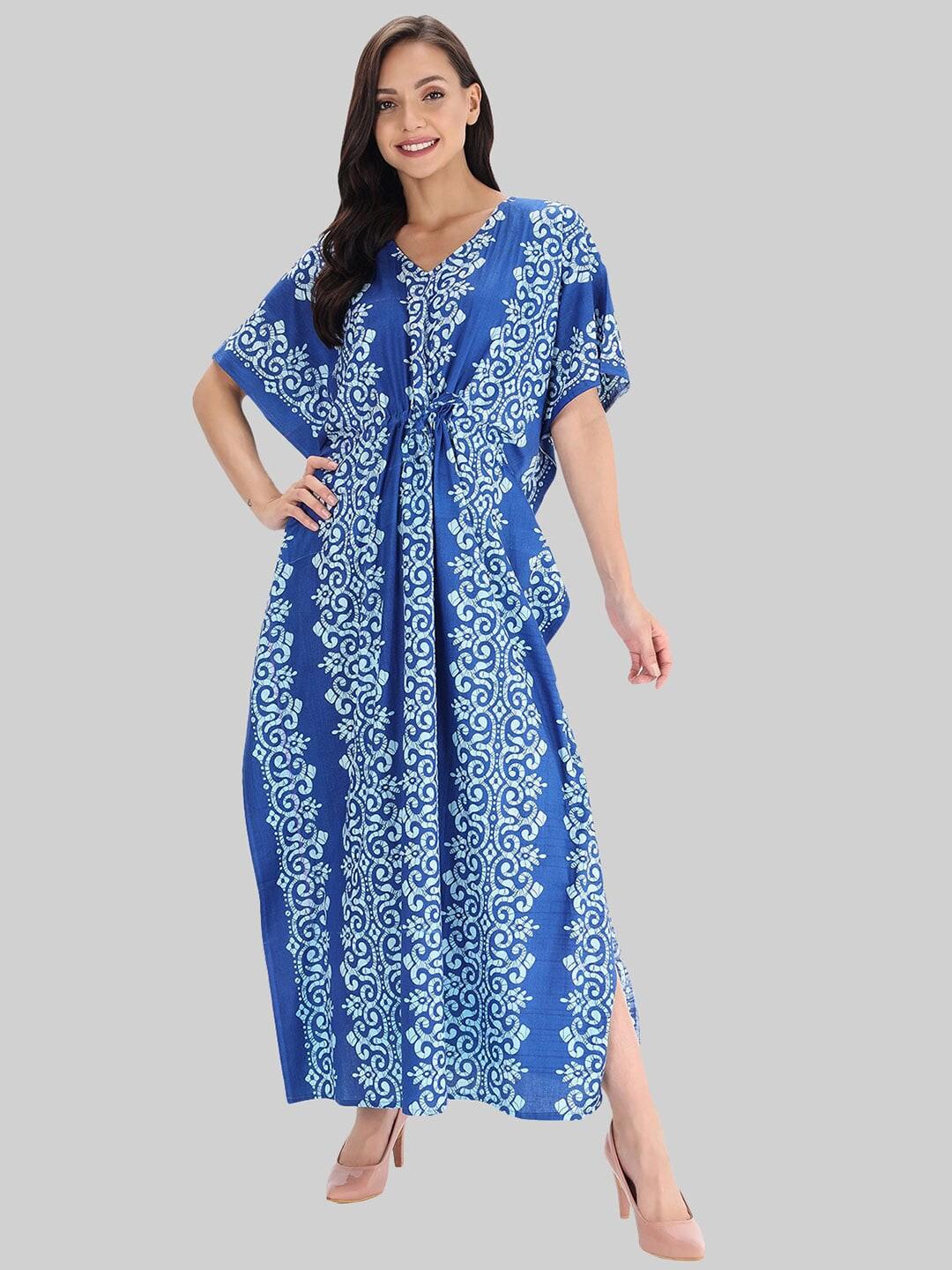 shararat-blue-printed-maxi-nightdress