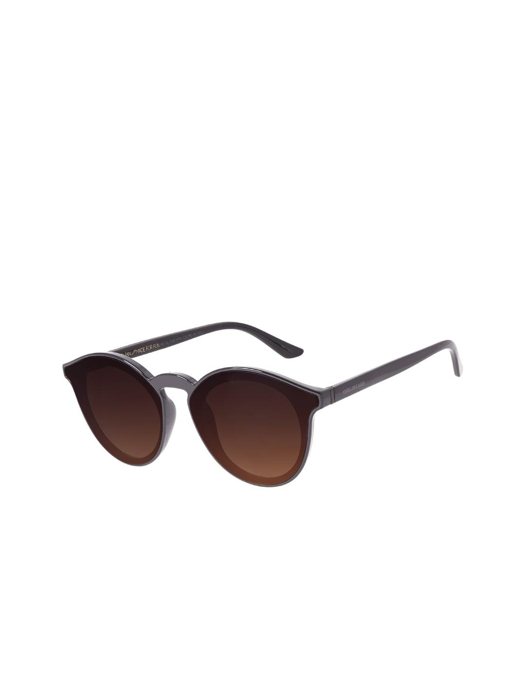Chilli Beans Unisex Brown Lens & Black Round Sunglasses with UV Protected Lens