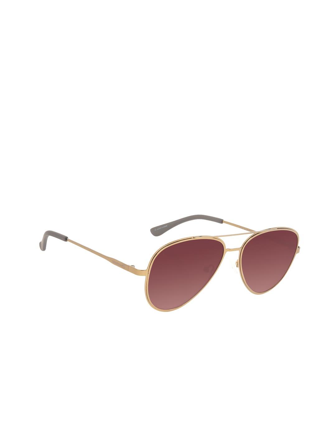 Chilli Beans Unisex Grey Lens & Gold-Toned Aviator Sunglasses with UV Protected Lens