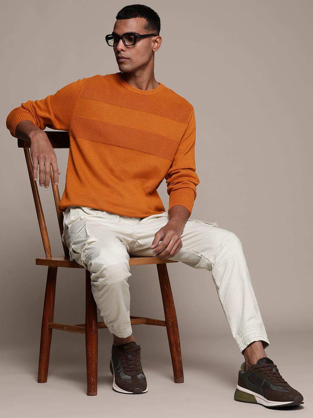 macy's-club-room-men-orange-self-striped-pure-cotton-knitted-pullover