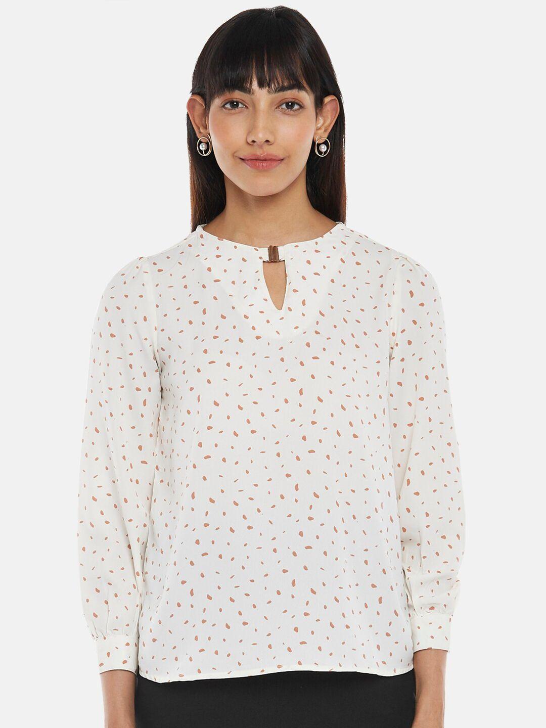 annabelle-by-pantaloons-off-white-floral-print-keyhole-neck-top
