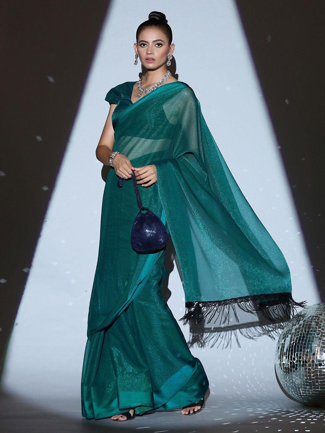 swtantra-teal-green-solid-saree-blouse