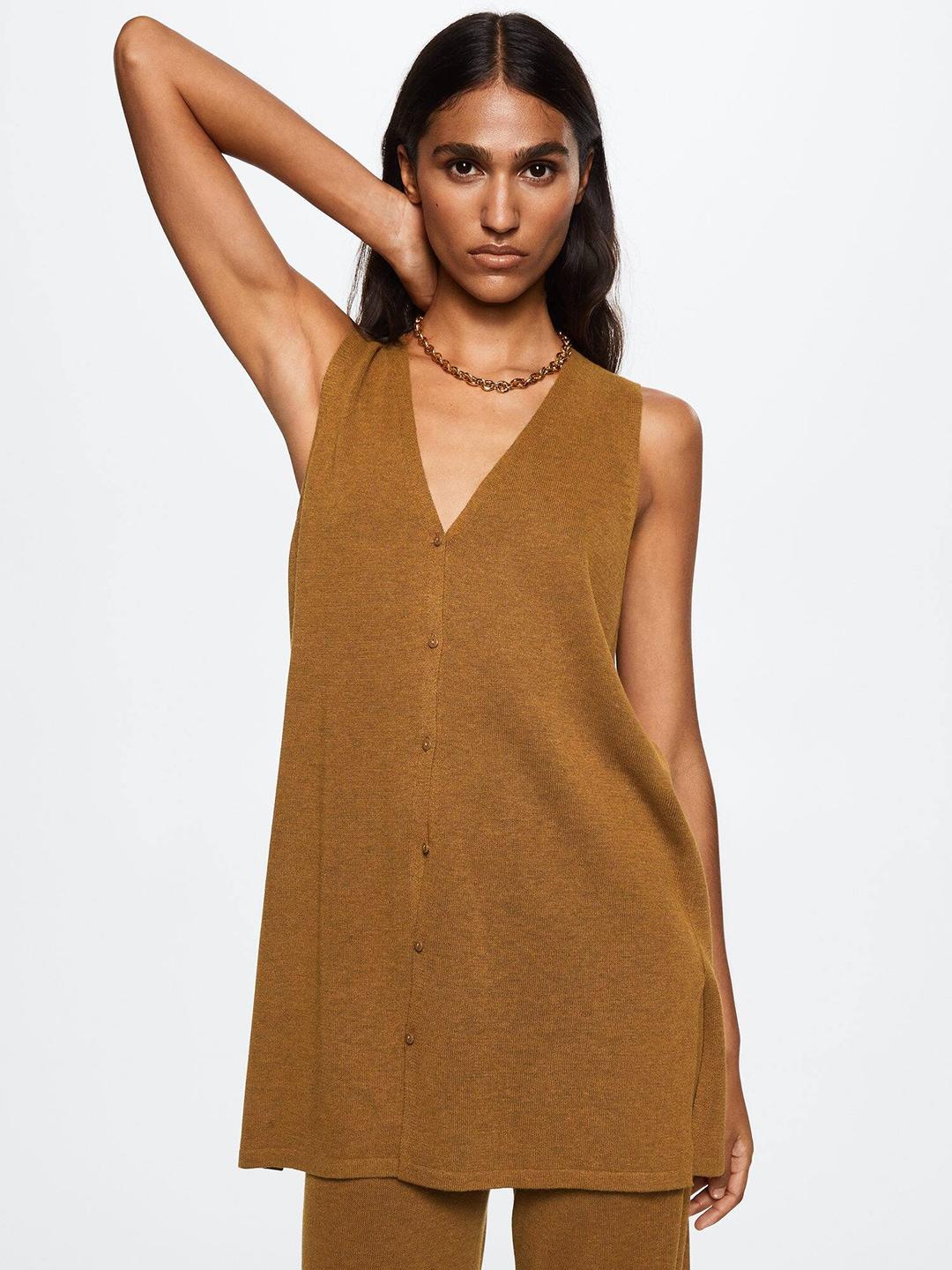 mango-women-brown-solid-linen-blend-oversized-longline-cardigan