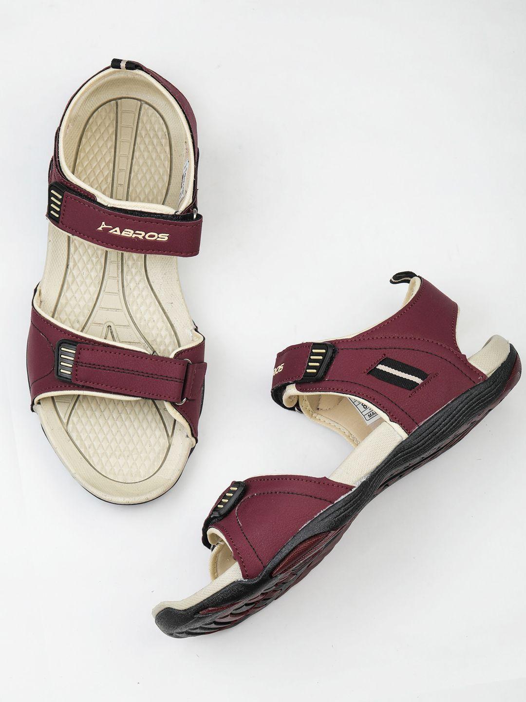 ABROS Men Maroon Patterned Sports Sandals
