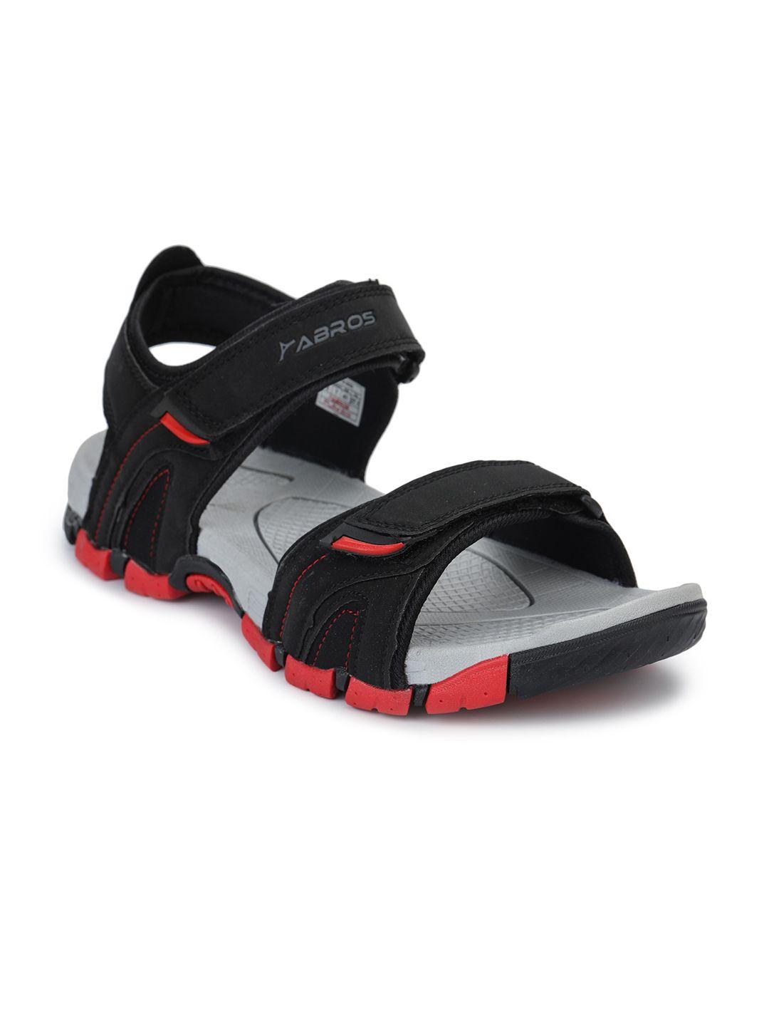 ABROS Men Black & Red Solid Sports Sandals