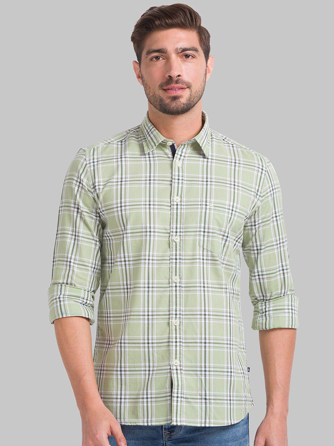 parx-men-green-slim-fit-checked-casual-shirt