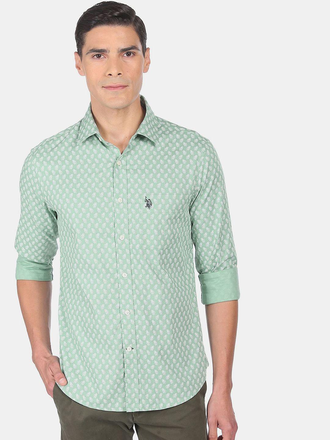 u-s-polo-assn-men-green-regular-fit-floral-printed-cotton-casual-shirt
