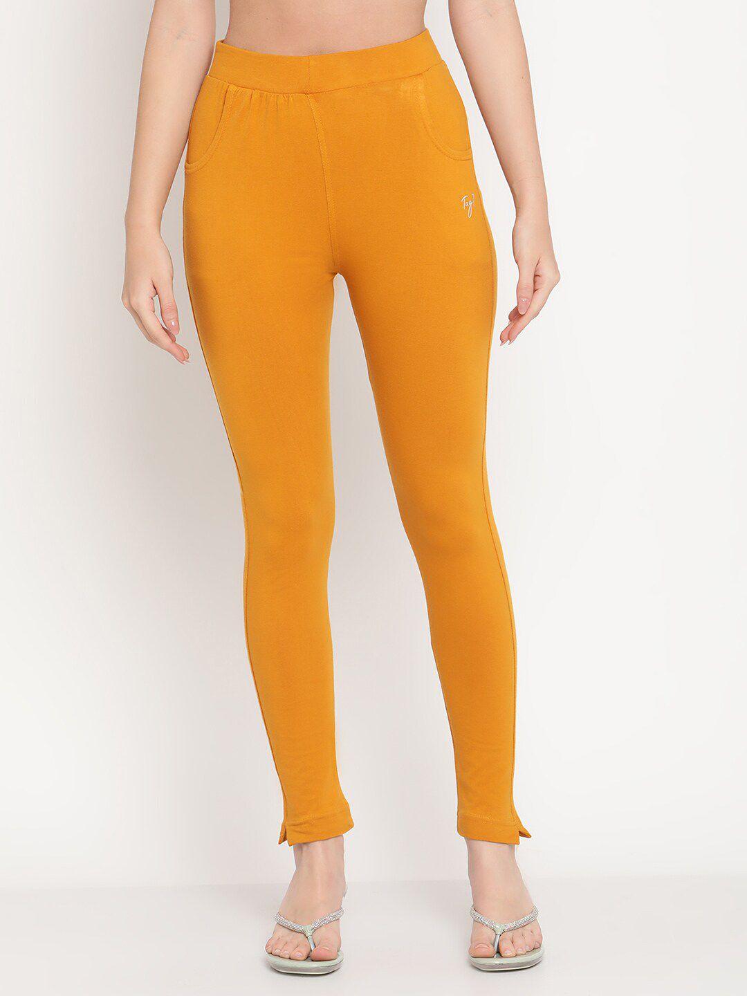 tag-7-women-mustard-yellow-solid-leggings