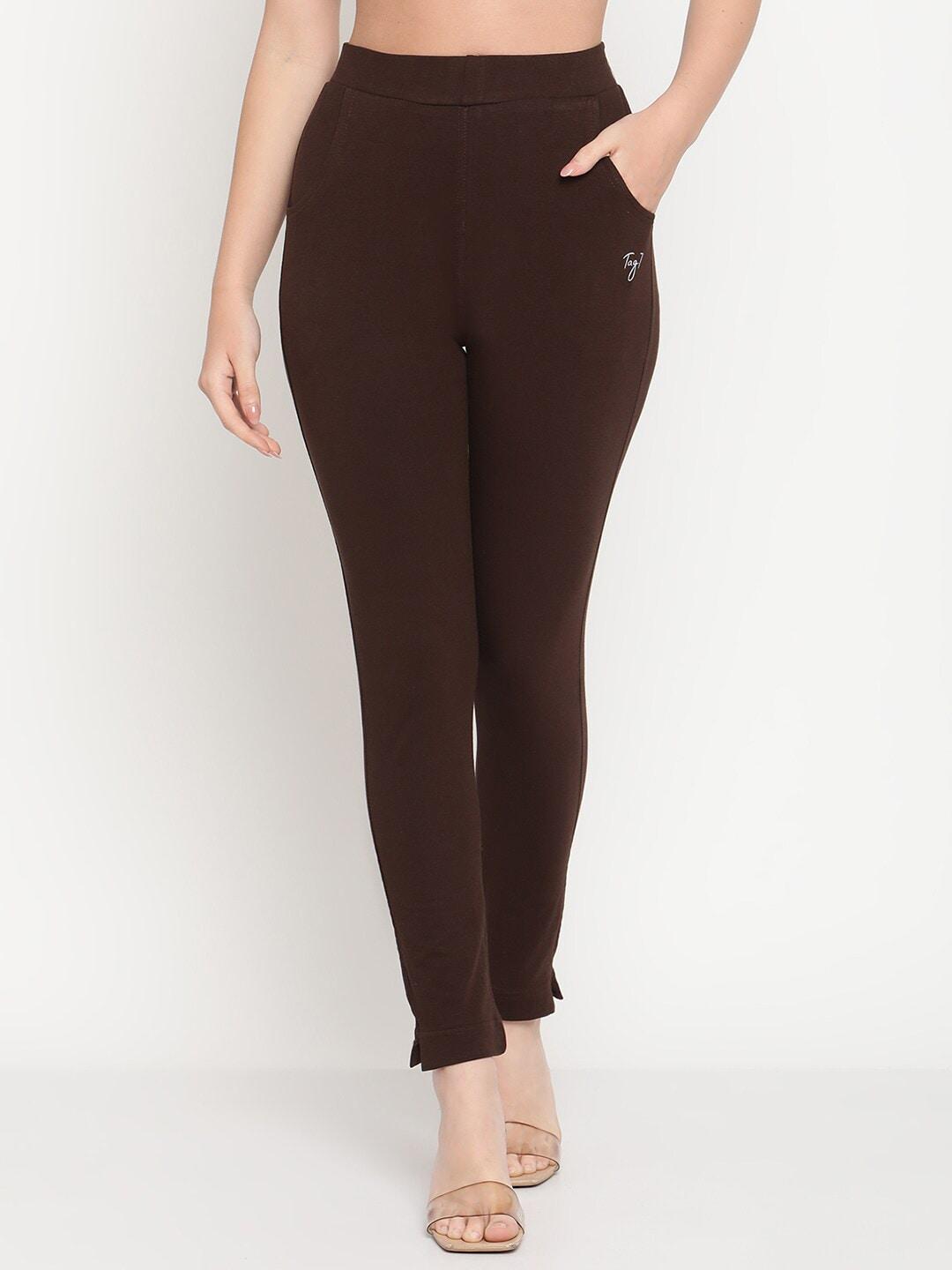 TAG 7 Women Brown Solid Ankle Length Jeggings