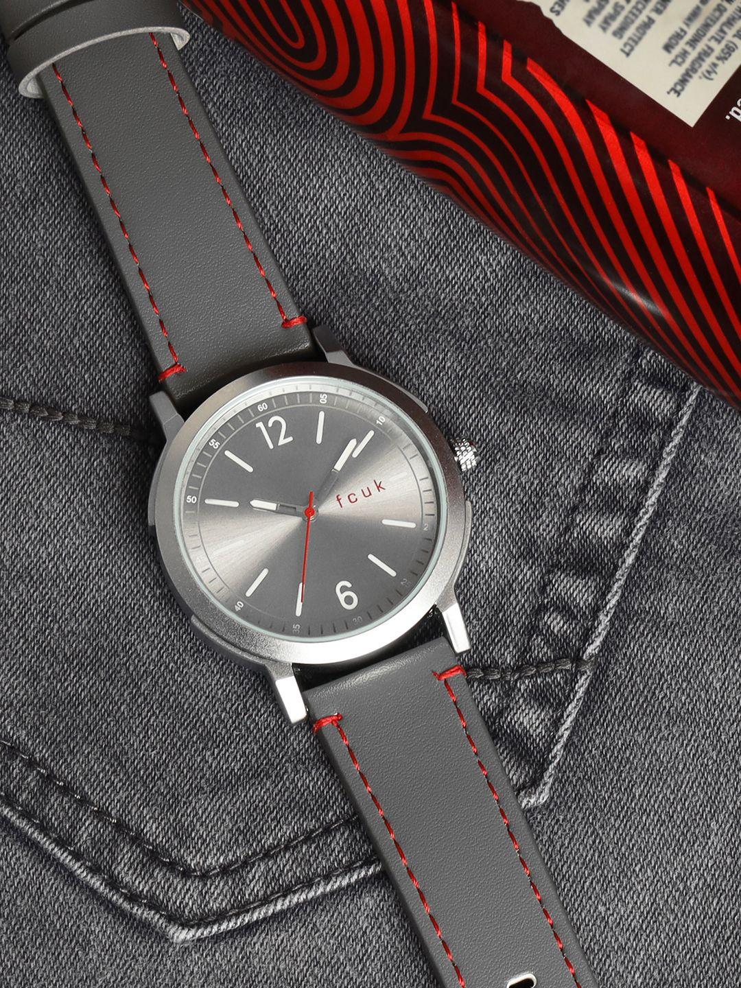 fcuk-men-grey-dial-&-grey-leather-straps-analogue-watch-fk00010d