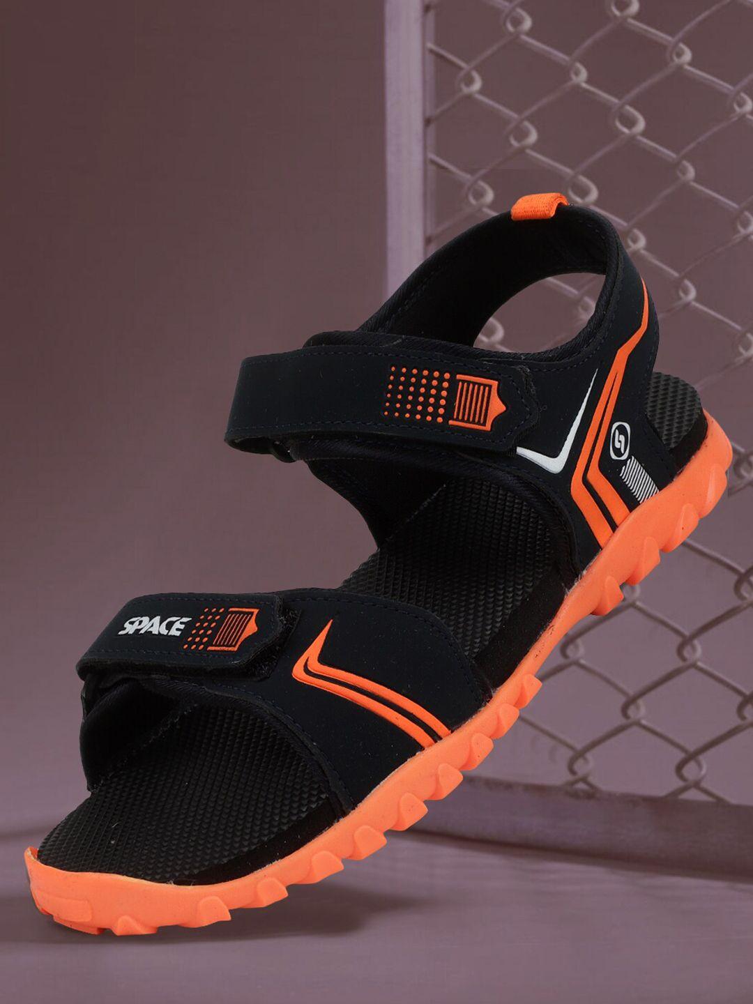 Space Men Navy Blue & Orange Sports Sandals