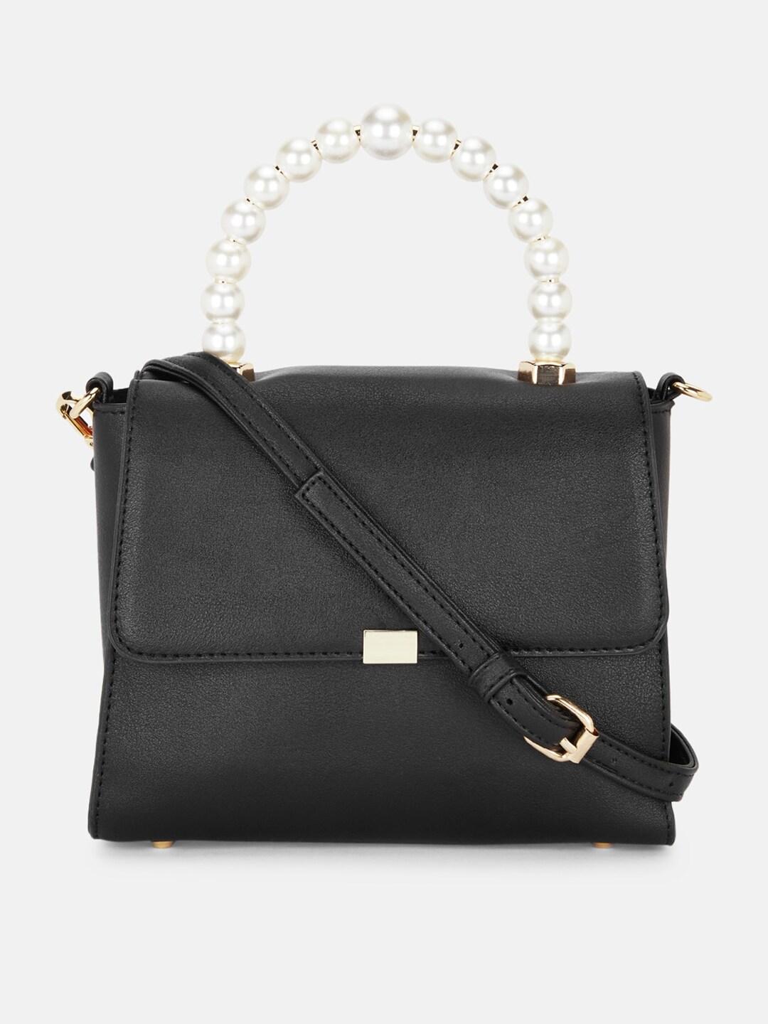 Forever Glam by Pantaloons Black PU Structured Satchel