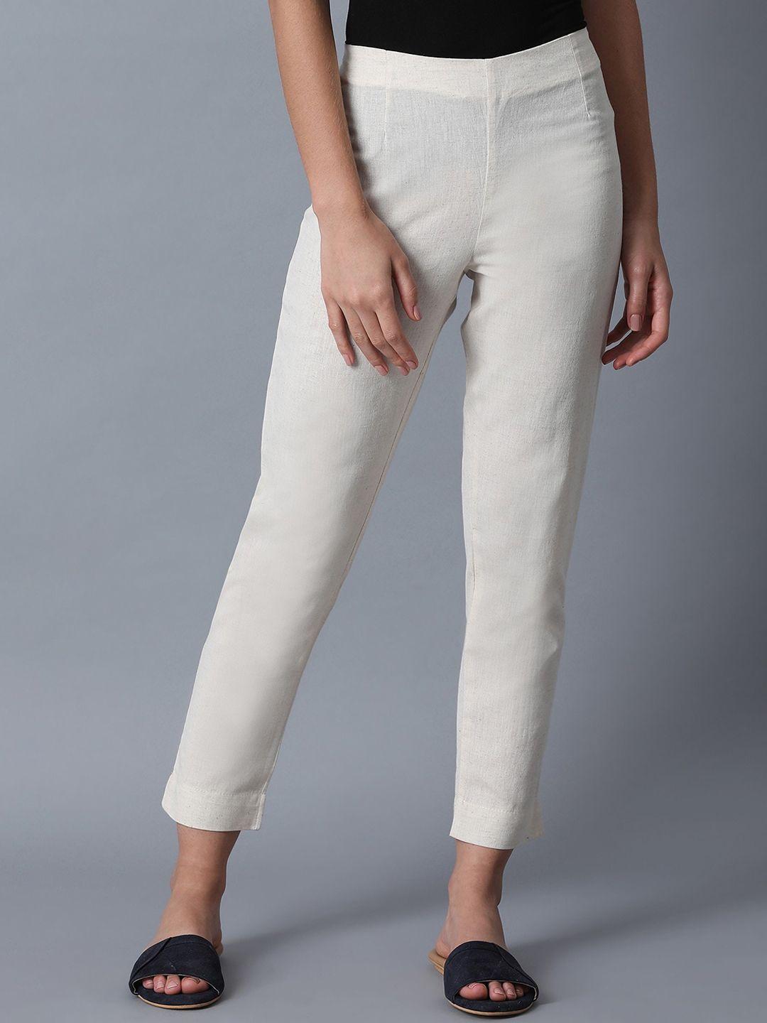 W Women Off-White Slim Fit Trousers