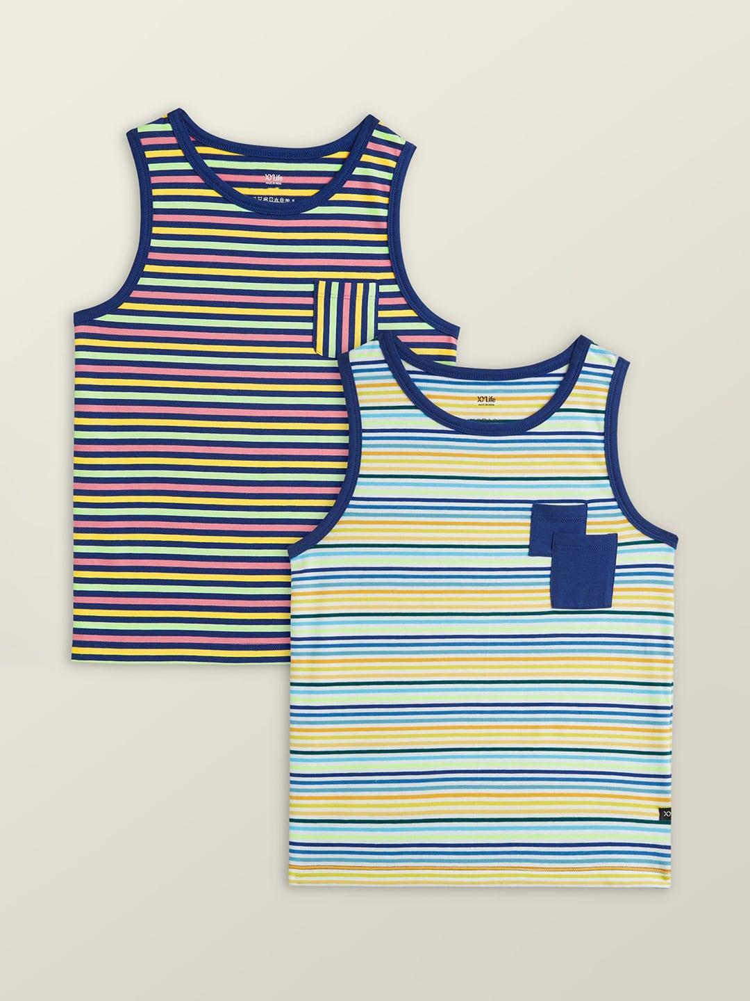 XY Life Boys Pack Of 2 Striped Innerwear Vests
