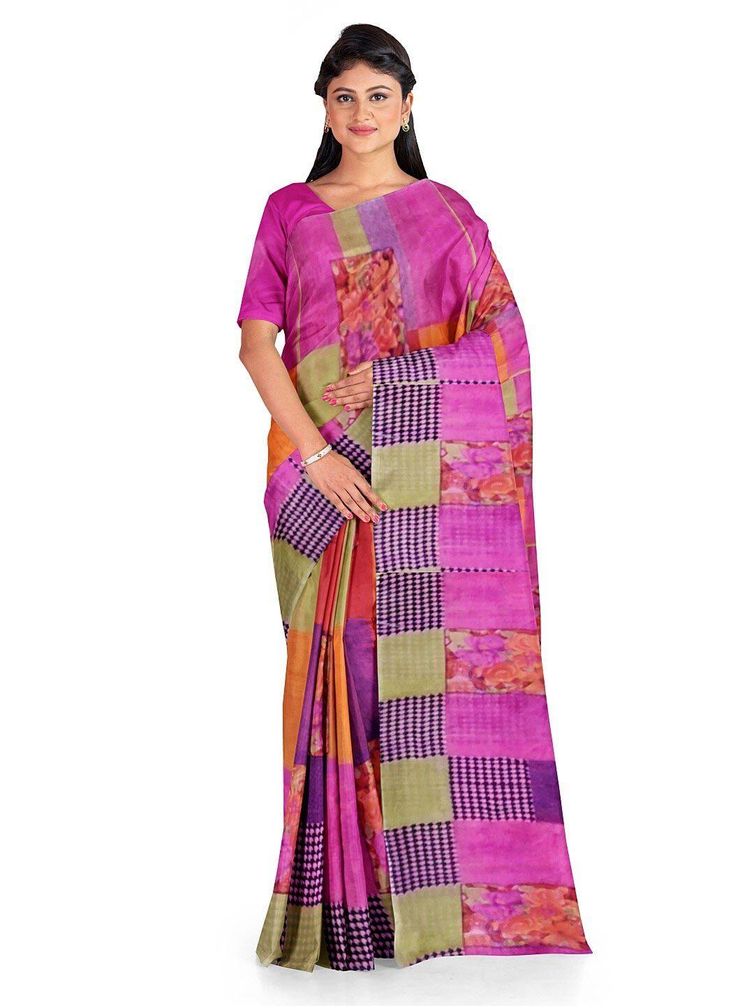 florence-pink-&-yellow-ethnic-motifs-pure-georgette-dharmavaram-saree